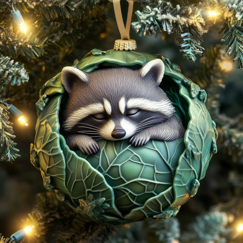 Sleeping Racoon Ceramic Ornament GFSPNL38