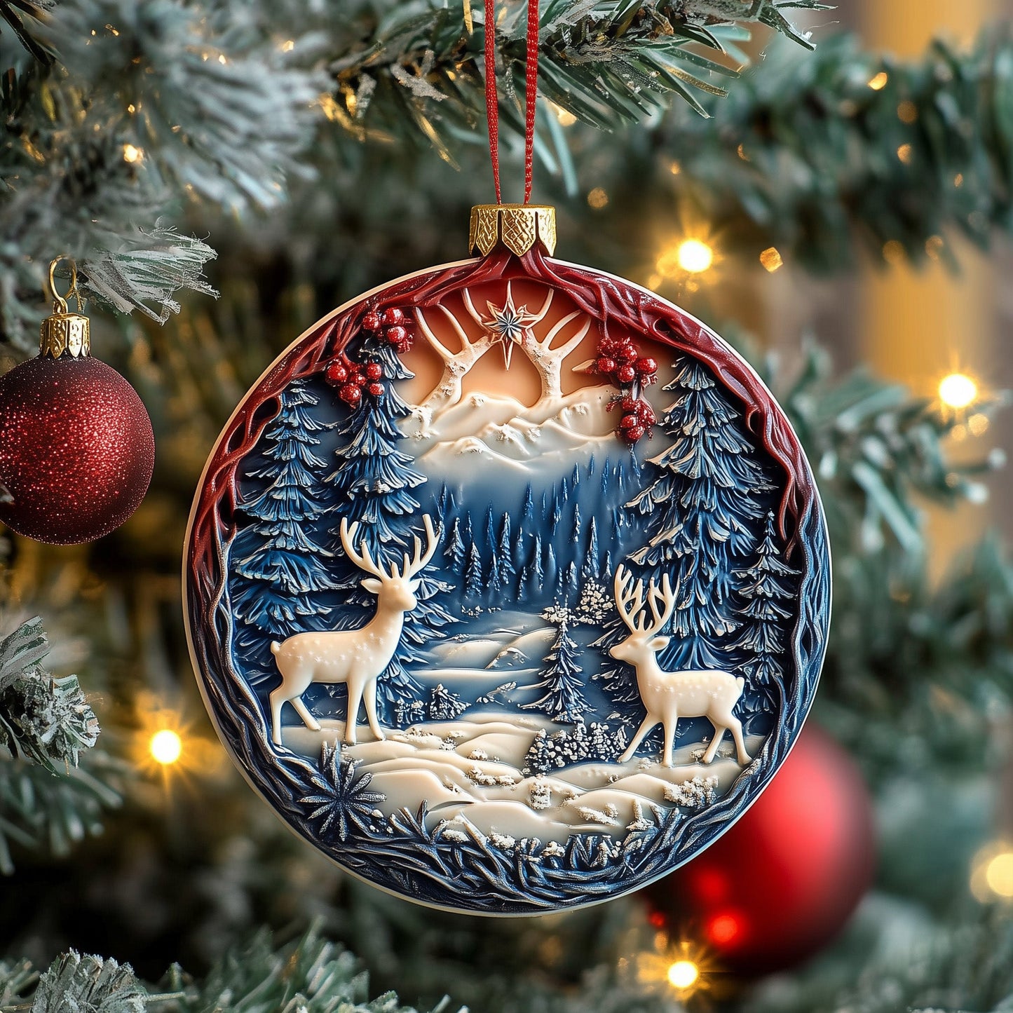 Snowy Village Ceramic Ornament GFSPNT17
