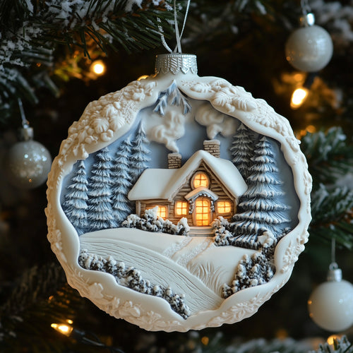 Snowy Village Ceramic Ornament GFSPNT18