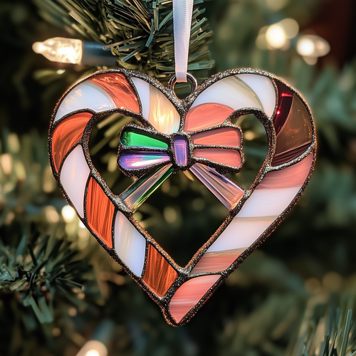 Love Symbol Rainbow Candy Canes Mica Ornament GFTOAB1295