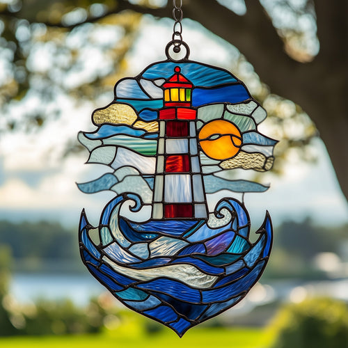 Nautical Lighthouse Stained Glass Suncatcher GFTOAB4073