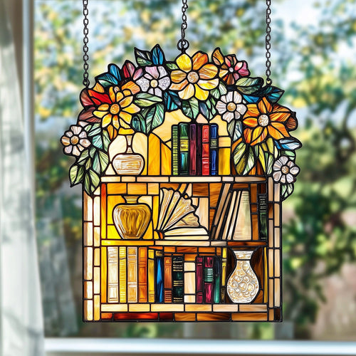 Library Bookshelf Window Hanging Suncatcher GFTOAB5047