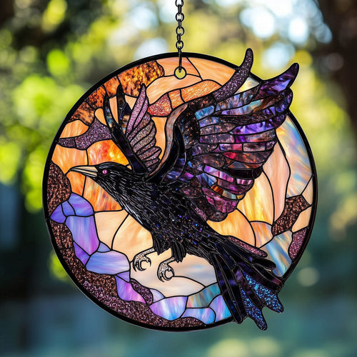 Mystic Raven Stained Glass Suncatcher GFTOTP5065