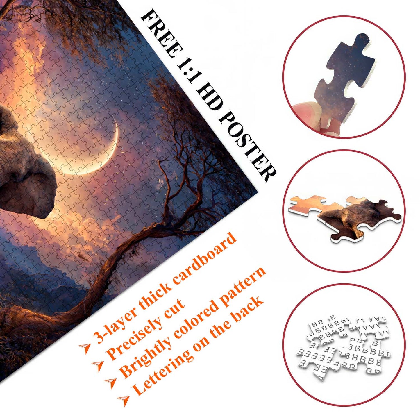 Moonlit Forest Elephant Jigsaw Puzzles GFTOHD14229