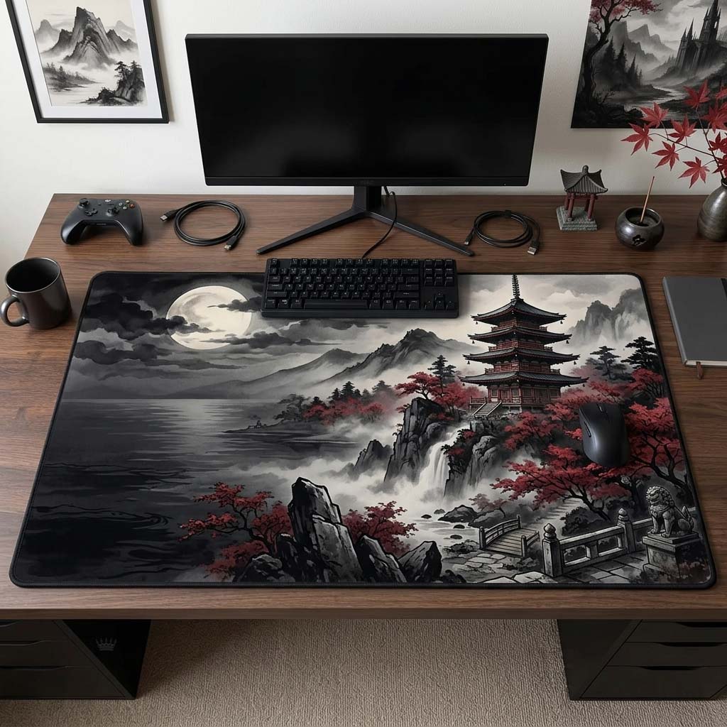 Crimson Moon Pagoda Desk Mat GDTONTD1483