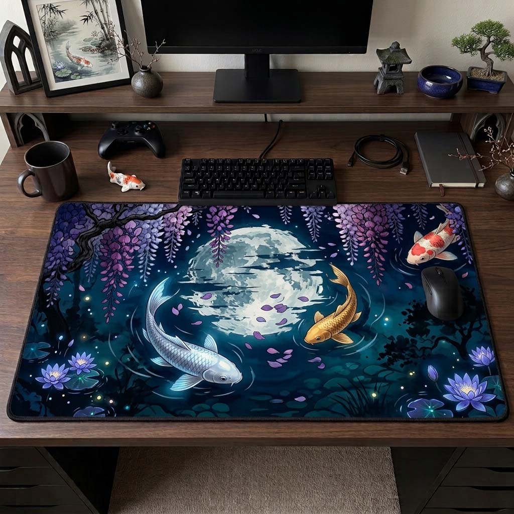 Moonlit Koi Dream Desk Mat GDTONTD1493