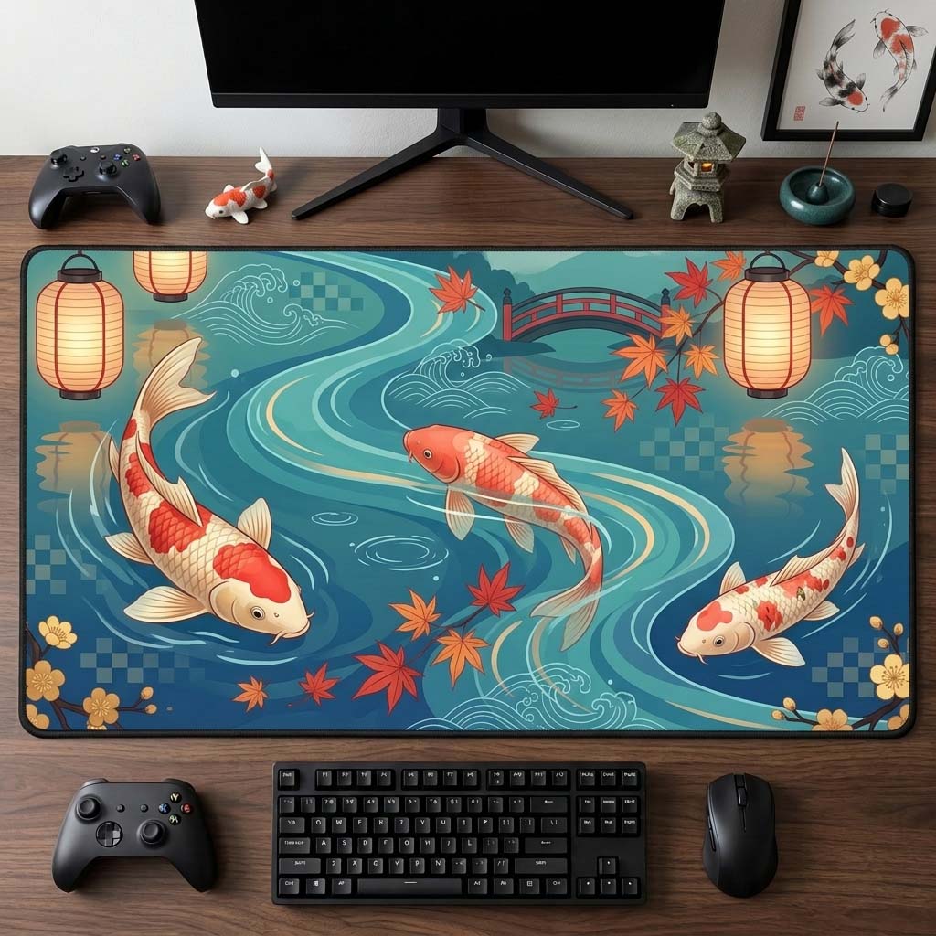 Lantern Koi River Desk Mat GDTONTD1557
