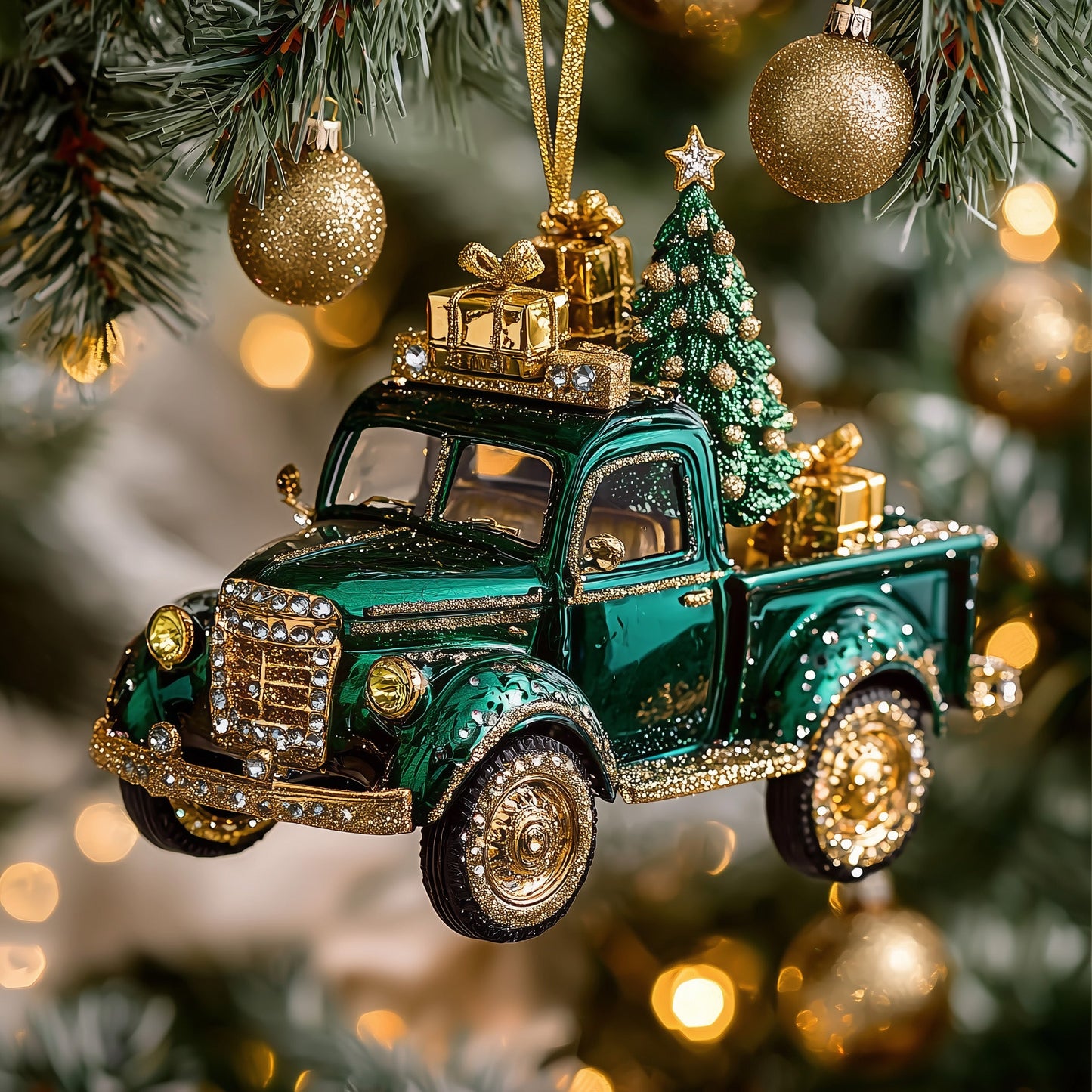 Christmas Truck Mica Ornament GFSPMA25