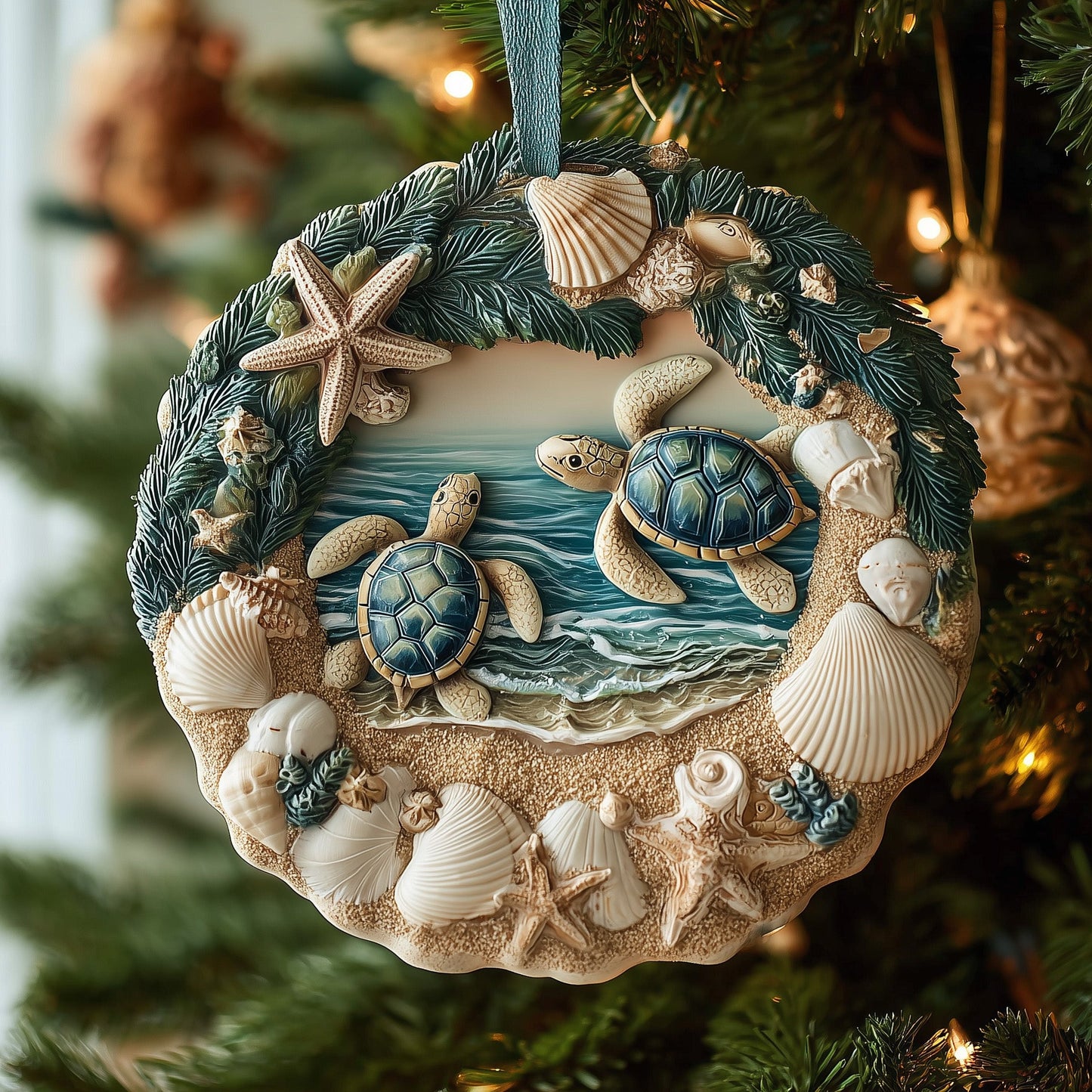 Turtle Waves Mica Ornament GFSPNL06