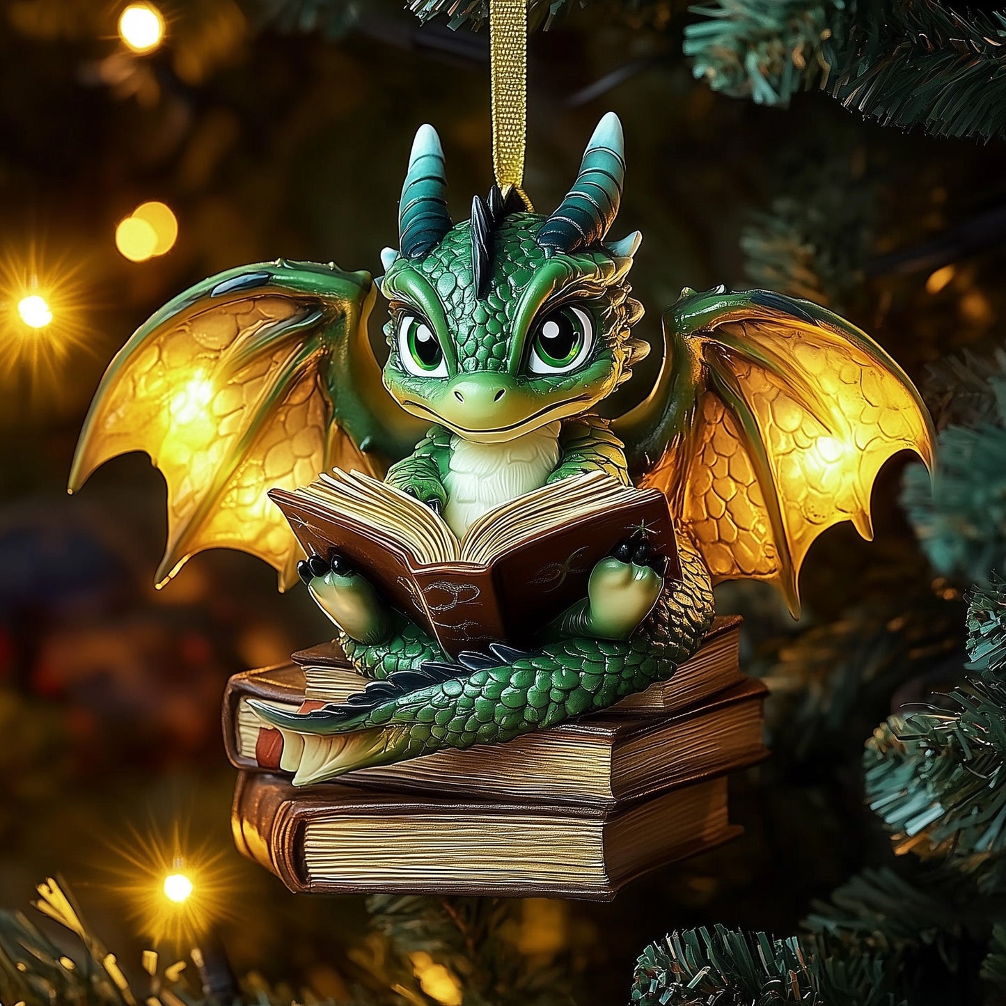 Reading Dragon Ceramic Ornament GFSPNL44