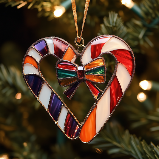 Love Symbol Rainbow Candy Canes Mica Ornament GFTOAB1294