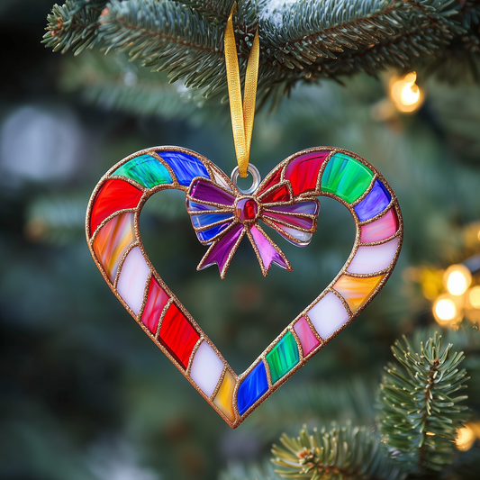 Love Symbol Rainbow Candy Canes Mica Ornament GFTOAB1297