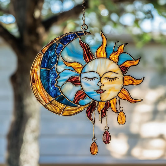 Sun and Moon Stained Glass Suncatcher GFTOAB3933
