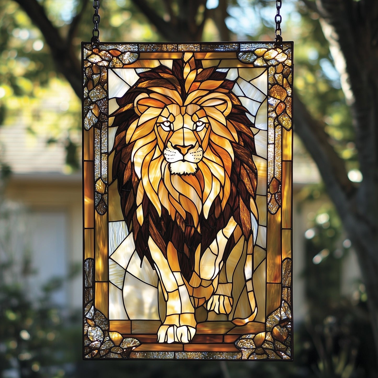 Majestic Leo Stained Glass Suncatcher GFTOAB4017