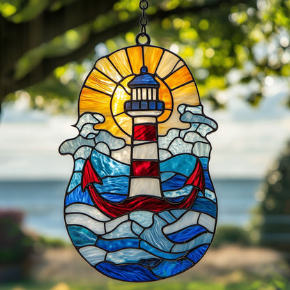Nautical Lighthouse Stained Glass Suncatcher GFTOAB4074