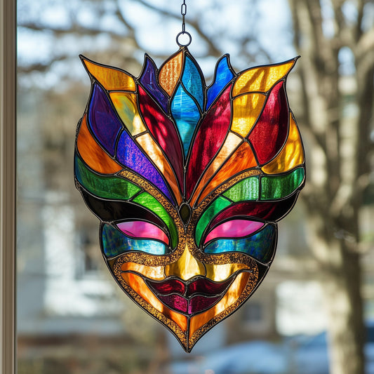 Mardi Gras Marks Stained Glass Suncatcher GFTOAB4078