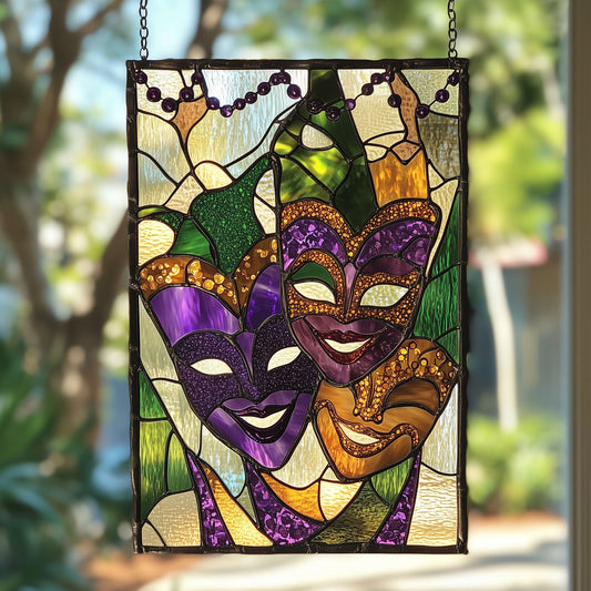 Mardi Gras Marks Stained Glass Suncatcher GFTOAB4079