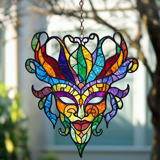 Mardi Gras Marks Stained Glass Suncatcher GFTOAB4080