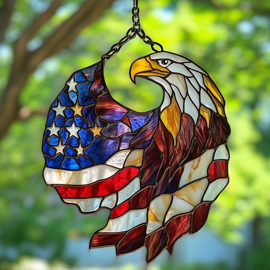 Patriotic Bald Eagle Window Hanging Suncatcher GFTOAB4190