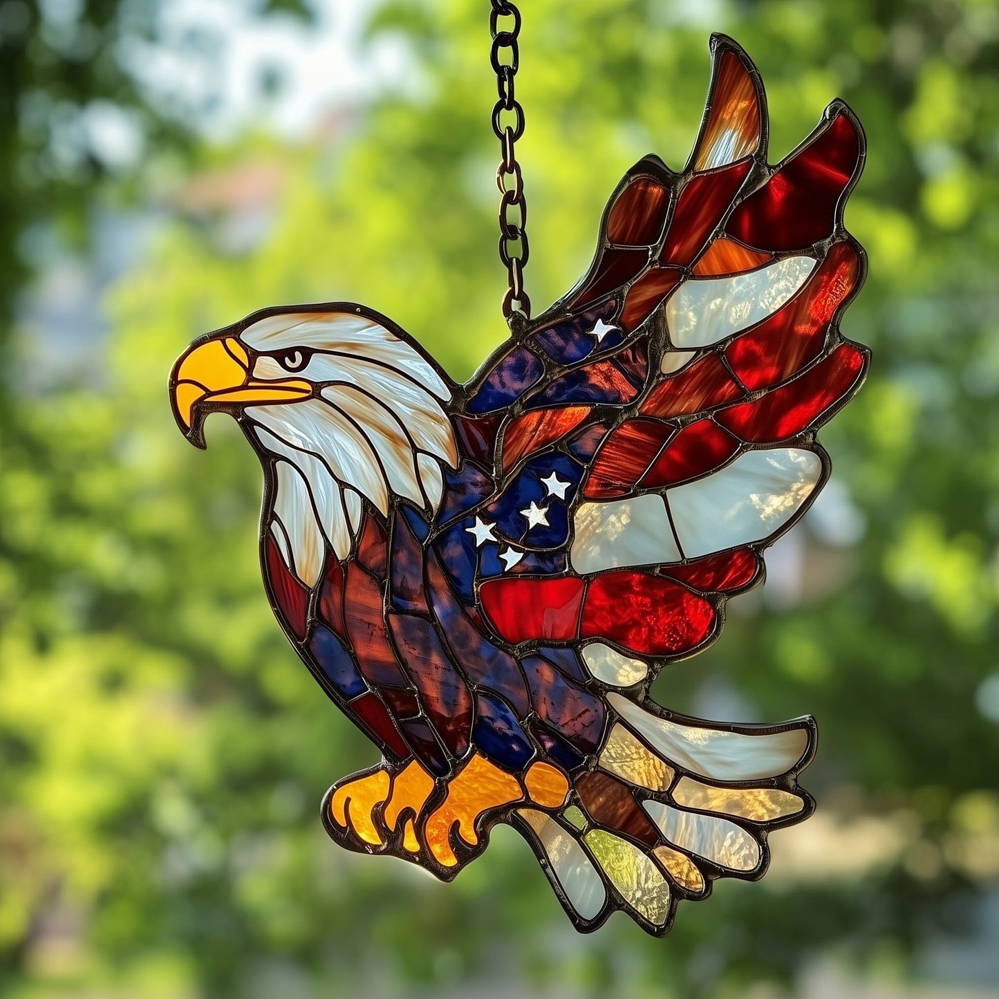 Patriotic Bald Eagle Window Hanging Suncatcher GFTOAB4191