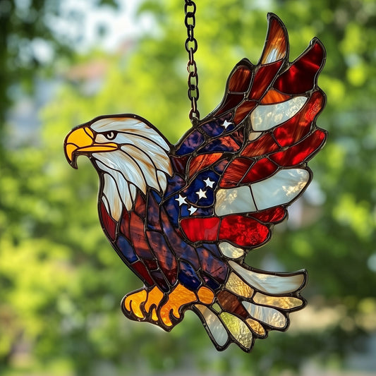 Patriotic Bald Eagle Window Hanging Suncatcher GFTOAB4191
