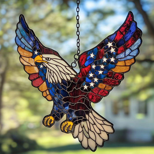 Patriotic Bald Eagle Window Hanging Suncatcher GFTOAB4195