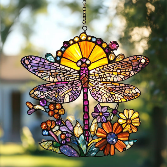 Dragonfly in Bloom Window Hanging Suncatcher GFTOAB4224