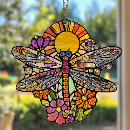 Dragonfly in Bloom Window Hanging Suncatcher GFTOAB4225