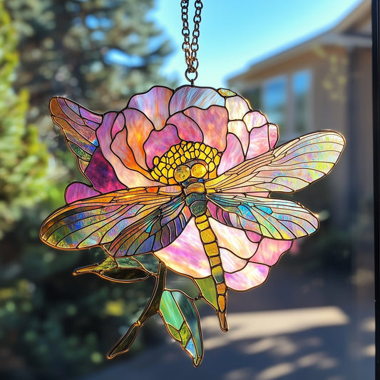 Peonies in Flight Window Hanging Suncatcher GFTOAB4290