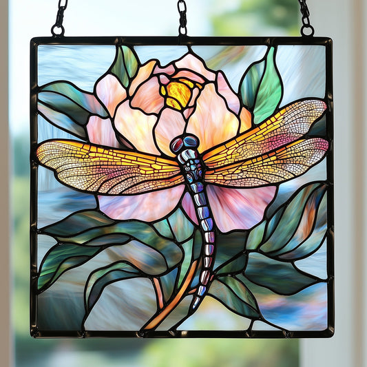 Peonies in Flight Window Hanging Suncatcher GFTOAB4291
