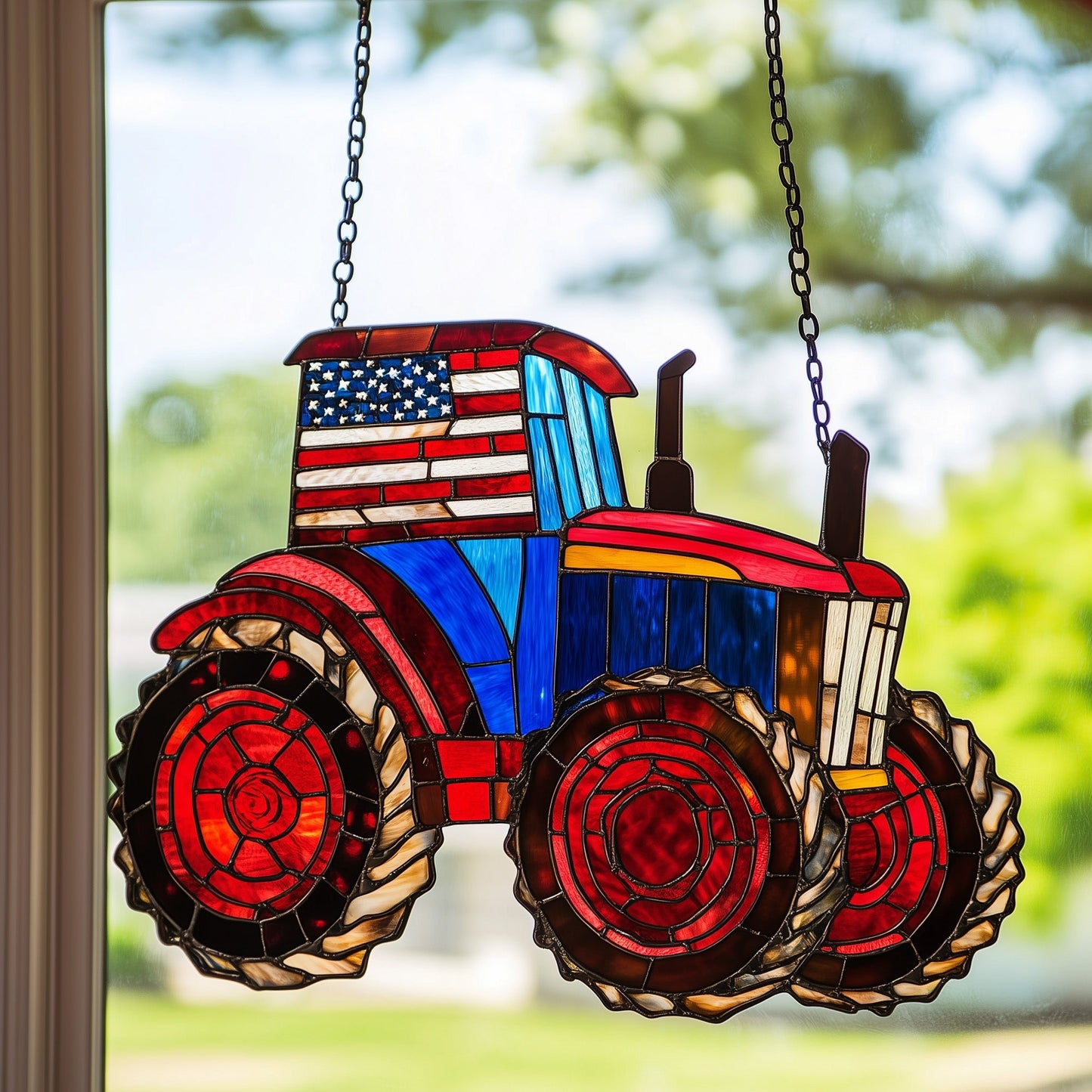 Tractor For Independence Window Hanging Suncatcher GFTOAB4346