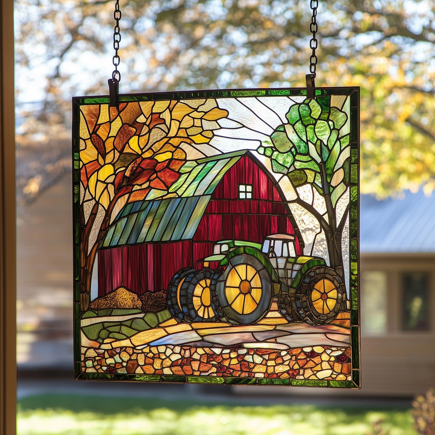 Farmhouse Tractor Window Hanging Suncatcher GFTOAB4350