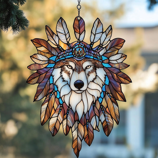 Native Wolf Window Hanging Suncatcher GFTOAB4479