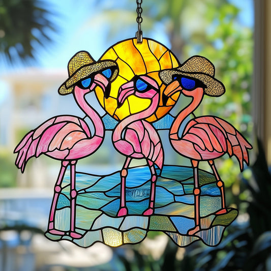 Stylish Flamingo Window Hanging Suncatcher GFTOAB4489