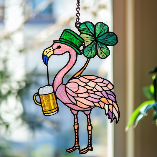 Lucky Flamingo Window Hanging Suncatcher GFTOAB4491