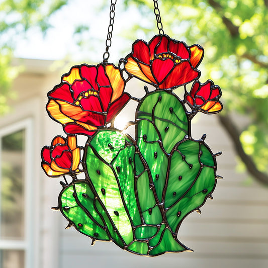 Blooming Cactus Window Hanging Suncatcher GFTOAB4753