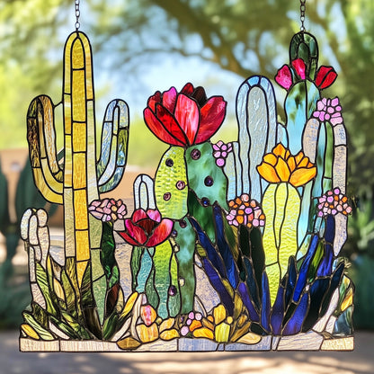 Blooming Cactus Window Hanging Suncatcher GFTOAB4760