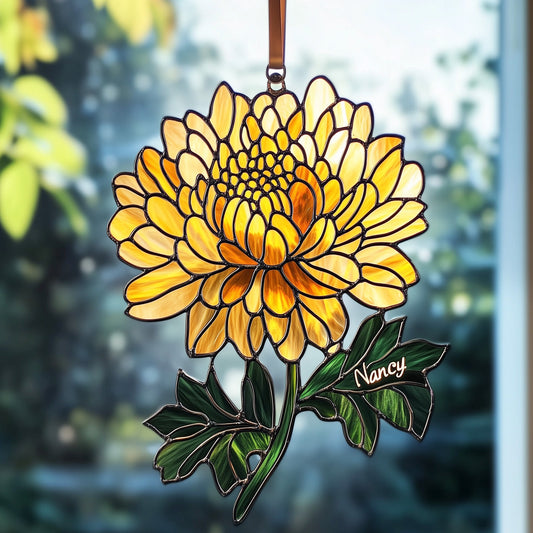 Custom Name Chrysanthemum Gift For Mother Suncatcher GFTOAB5040