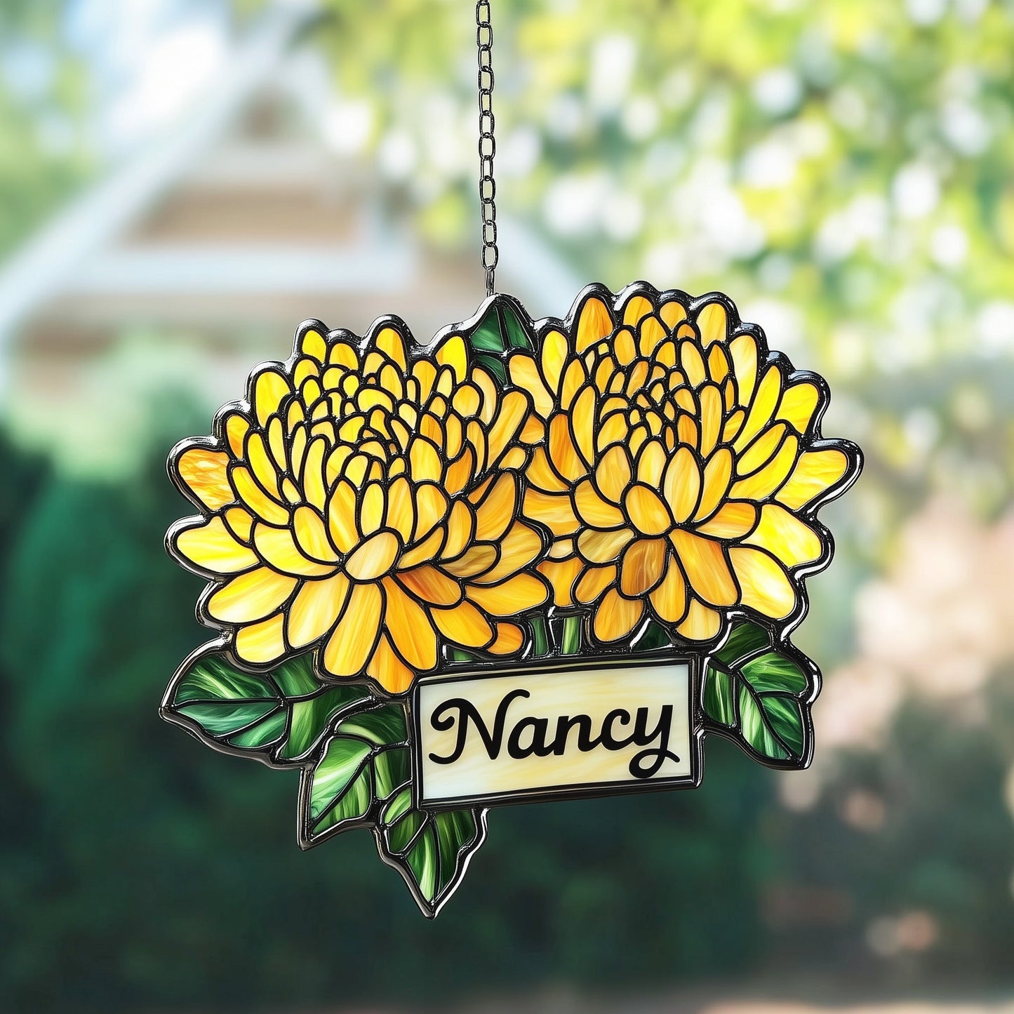 Custom Name Chrysanthemum Gift For Mother Suncatcher GFTOAB5042