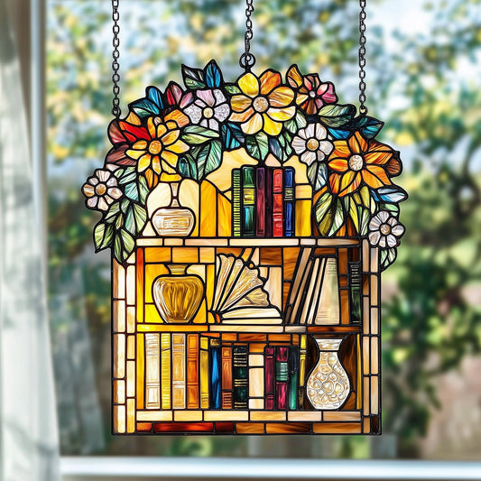 Library Bookshelf Window Hanging Suncatcher GFTOAB5047