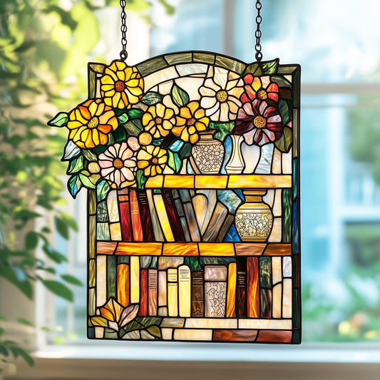Library Bookshelf Window Hanging Suncatcher GFTOAB5049