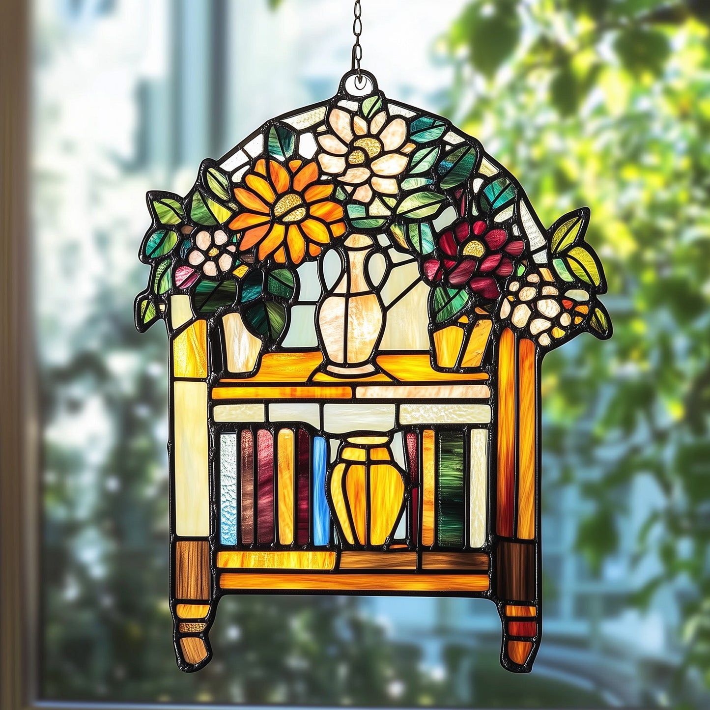 Library Bookshelf Window Hanging Suncatcher GFTOAB5050