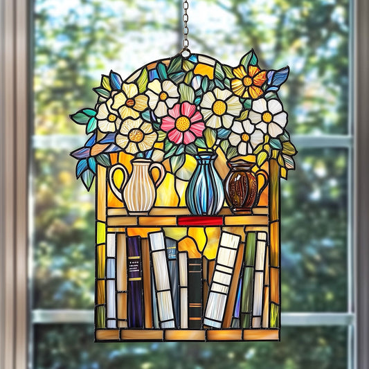 Library Bookshelf Window Hanging Suncatcher GFTOAB5051