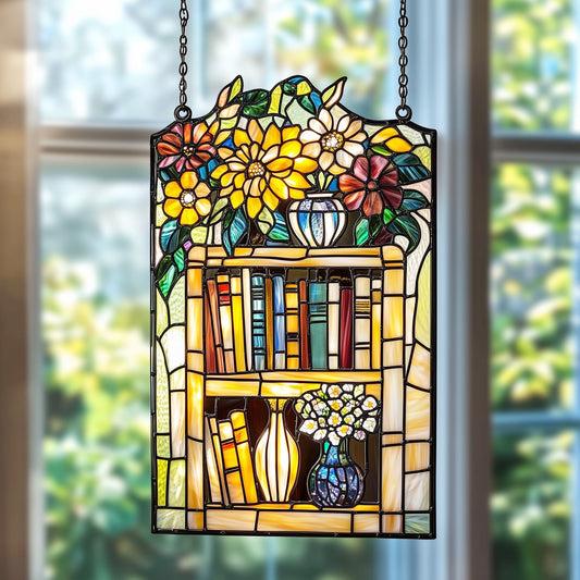 Library Bookshelf Window Hanging Suncatcher GFTOAB5052