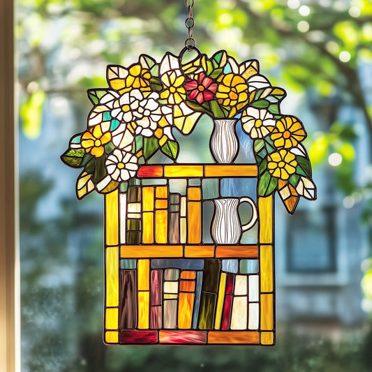 Library Bookshelf Window Hanging Suncatcher GFTOAB5053