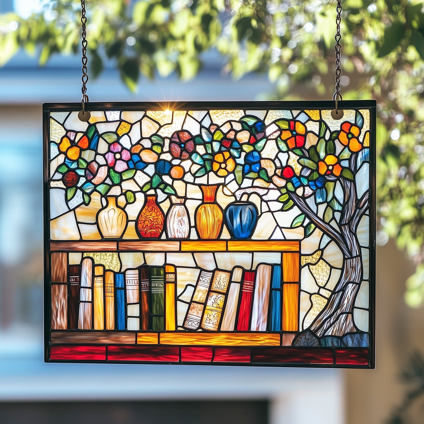 Library Bookshelf Window Hanging Suncatcher GFTOAB5054