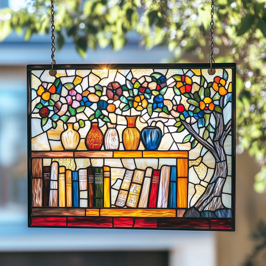 Library Bookshelf Window Hanging Suncatcher GFTOAB5054