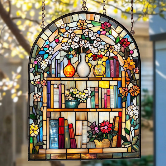 Library Bookshelf Window Hanging Suncatcher GFTOAB5055