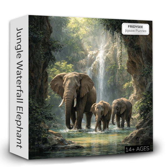 Jungle Waterfall Elephant Jigsaw Puzzles GFTOHD14231