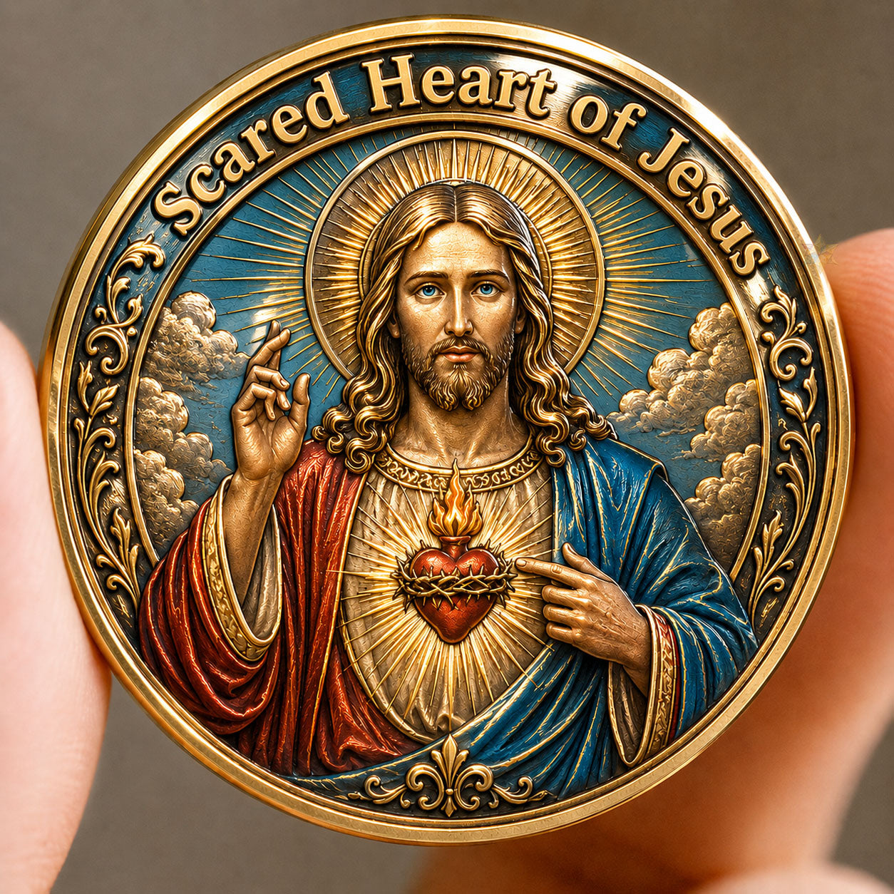Sacred Heart Of Jesus Blue Commemorative Coin GFTOHNL1590